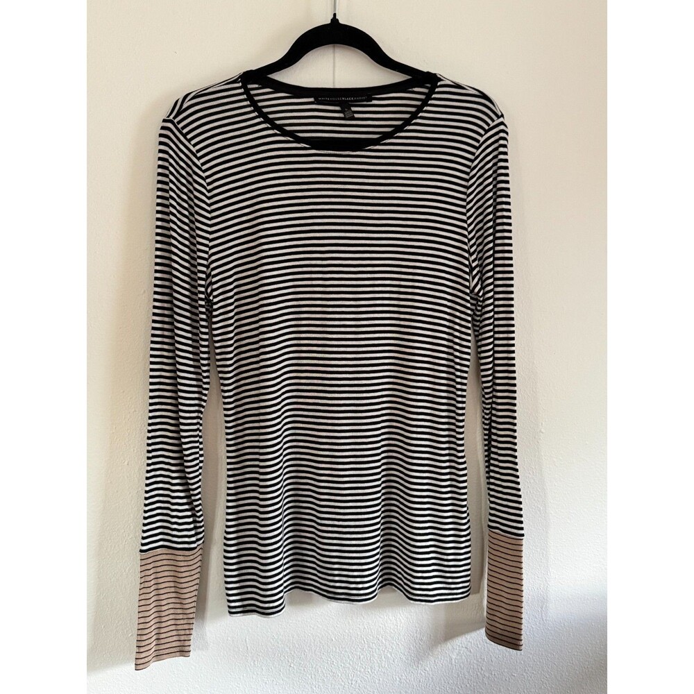 White House Black Market Striped Stylish Long Sleeve T Shirt Womens Large